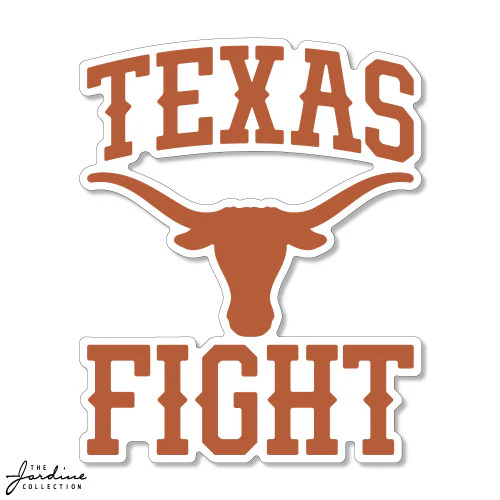 Texas Longhorn TEXAS FIGHT with Logo 6" Vinyl Sticker (VD6-20) - Image 2