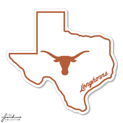 Texas Longhorn Texas State Outline 6" Vinyl Sticker (VD6-15) - Image 2
