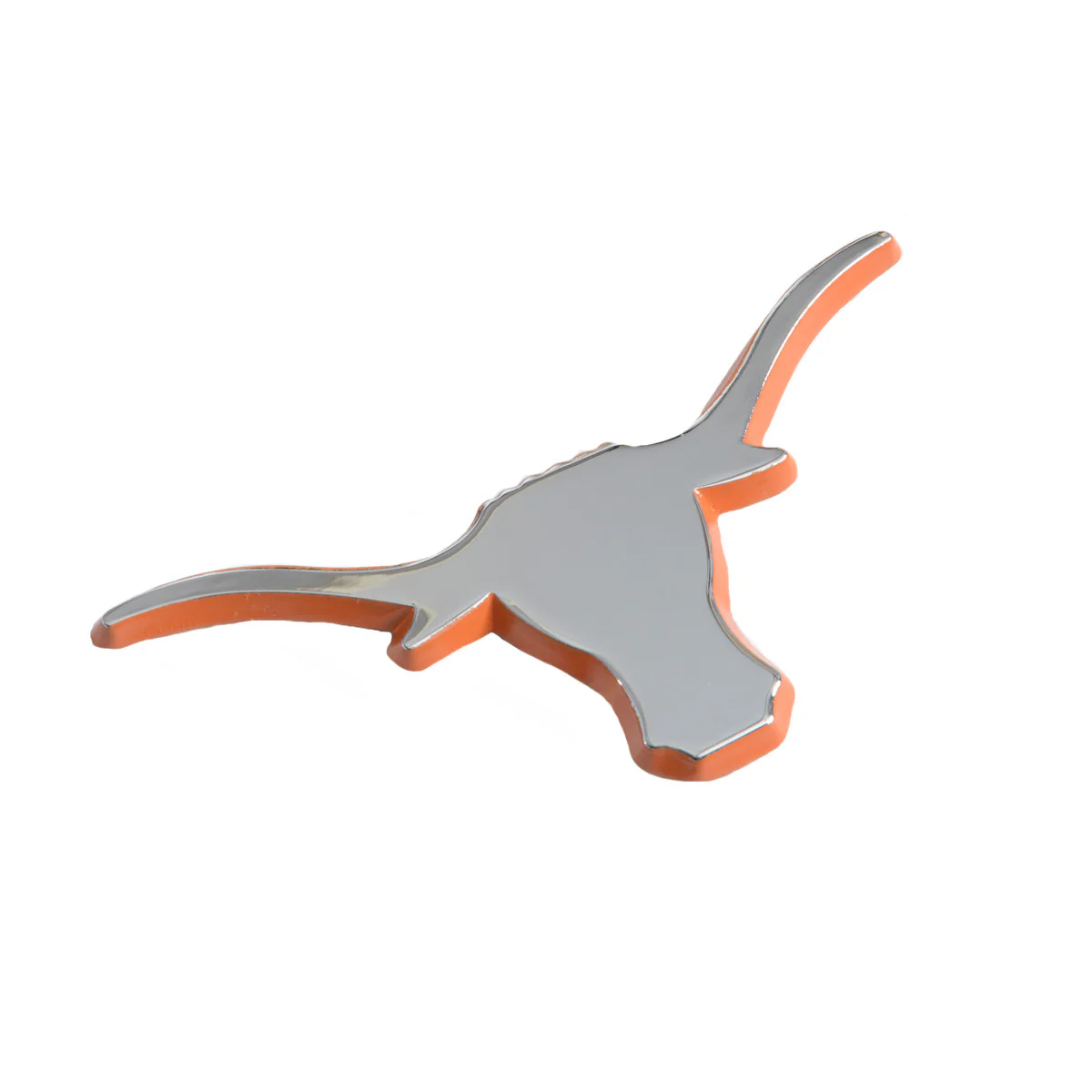 Texas Longhorn Vehicle Emblem (Silver with Burnt Orange Outline)