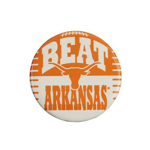 Texas Longhorn Vintage 1990s BEAT ARKANSAS Button Pin - Image 2