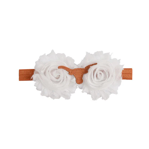 Texas Longhorn Wee Ones Flowers with Logo Baby Headband - Image 2