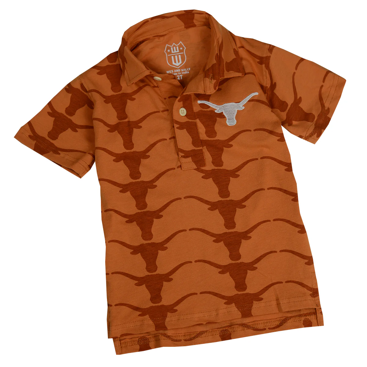 Texas Longhorn Wes & Willy Toddler All Over Longhorn Logos Polo (Borange)