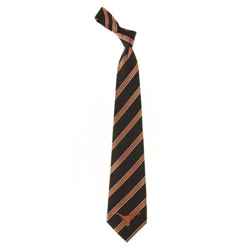 Texas Longhorn Woven Stripe Embroidered Logo Tie (6219) BLK/BO - Image 2