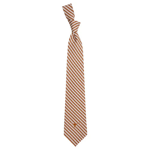 Texas Longhorn Woven Stripe/Gingham Embroidered Logo Tie (5738) BO/WHT - Image 2