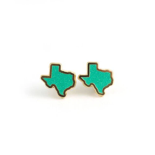 Texas Teal Glitter Enamel Earrings (LUX E06) - Image 3