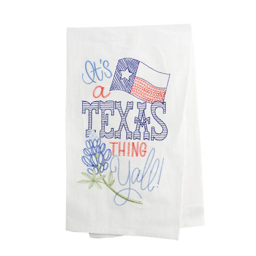 Texas Thang Y'all Embroidered Flour Sack Tea Towel - Image 2
