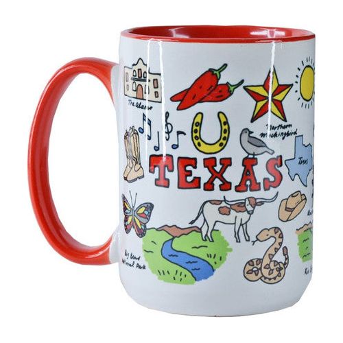 Texas Wanderer Ceramic Mug Red Handle - Image 2