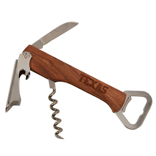 Texas Wooden Etched Wine & Bottle Opener (WK) - Image 2