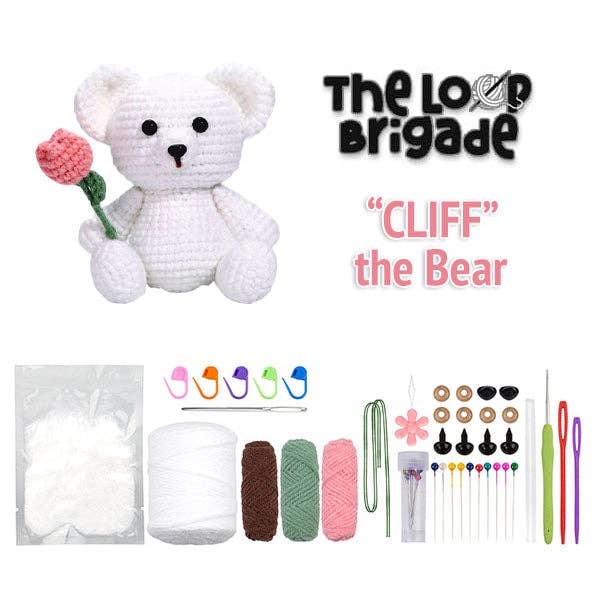 The LOOP Brigade: DIY Mini Crochet Plush Toy Complete Kit For Beginners - Cliff the Bear - Image 6