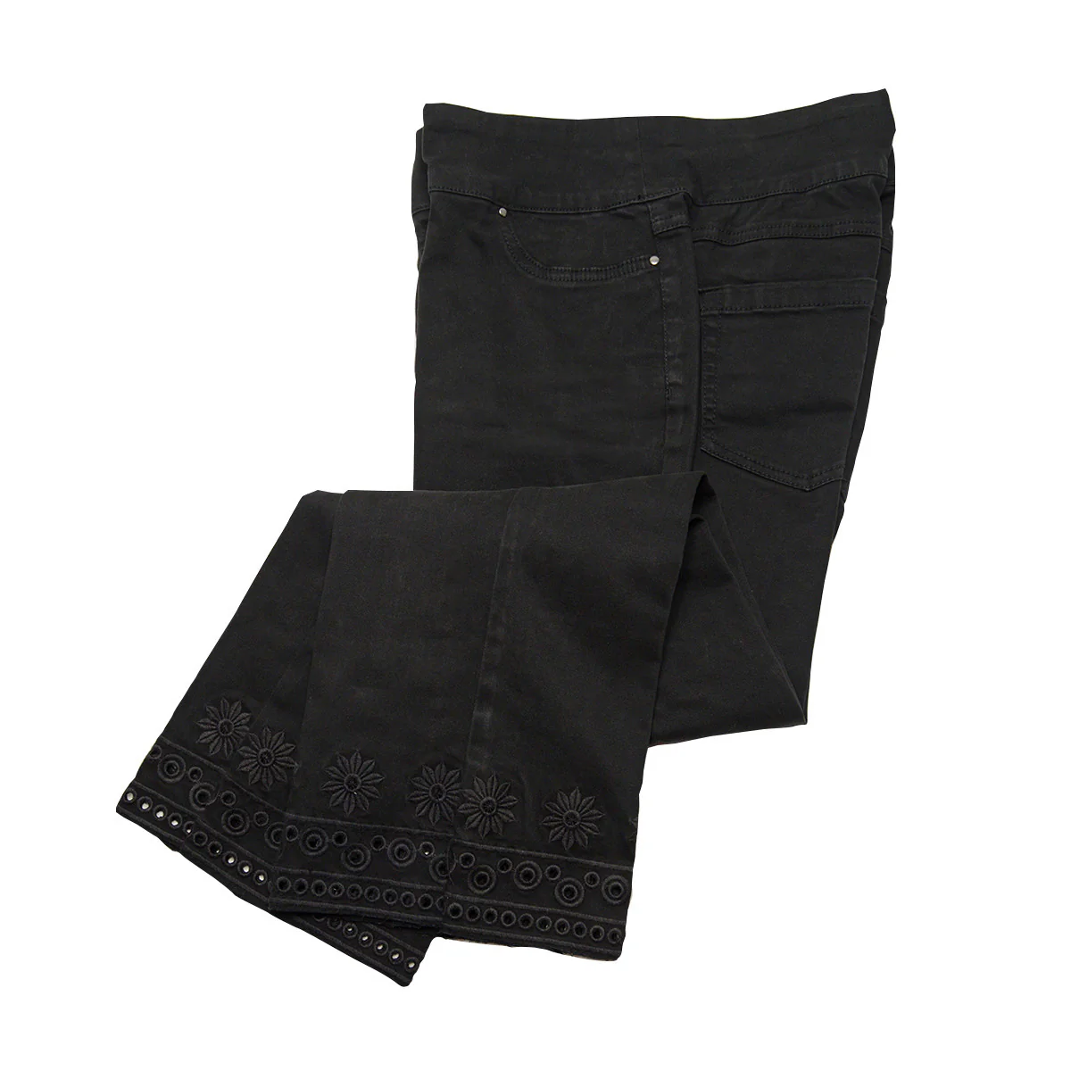 Thin Her Tonal Floral Embroidery Hem Crop Pants (2 Colors) (N12103PM) - Image 2