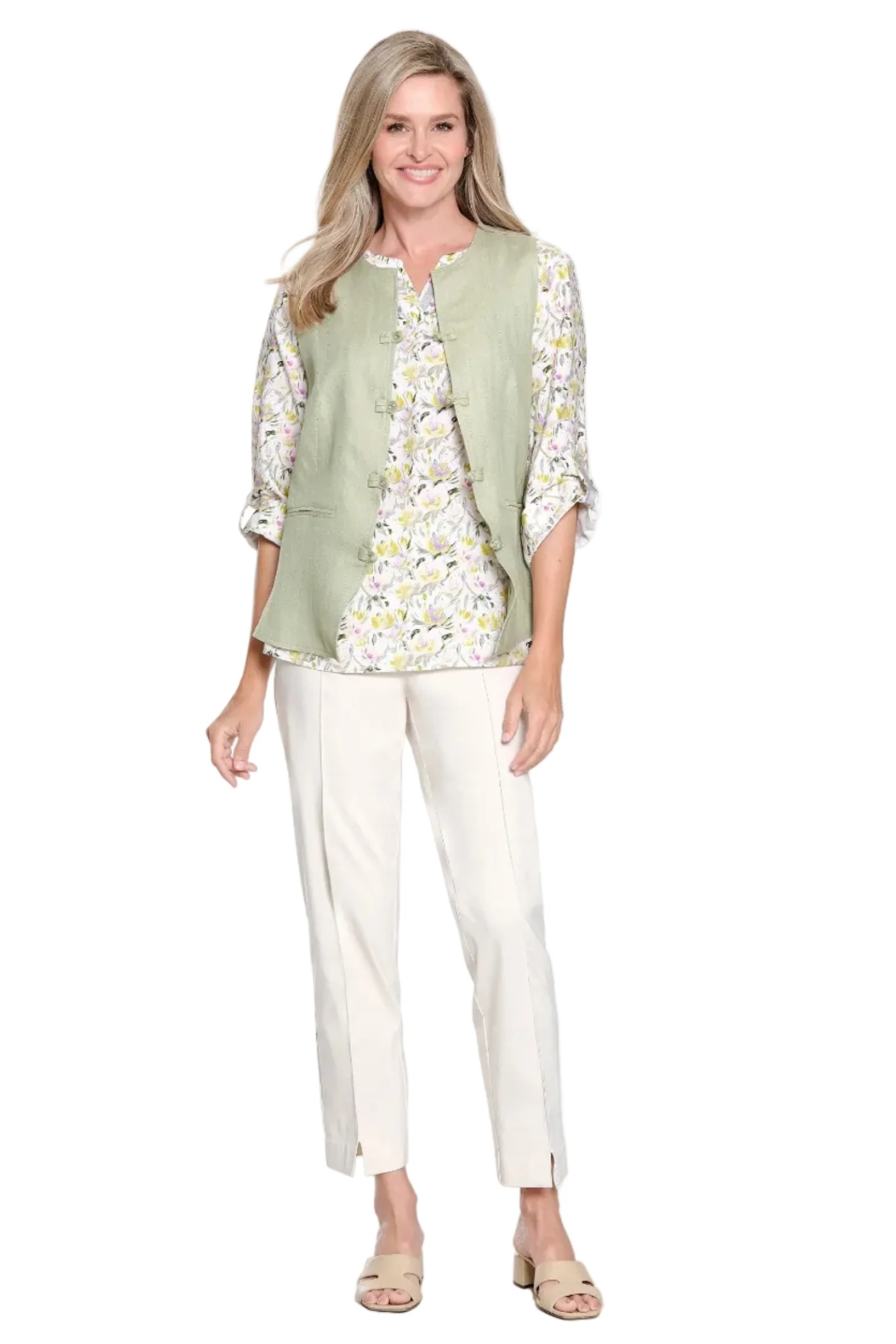 Thin Her Pull-On Stretch Ankle Pant (Light Taupe)(9827P)