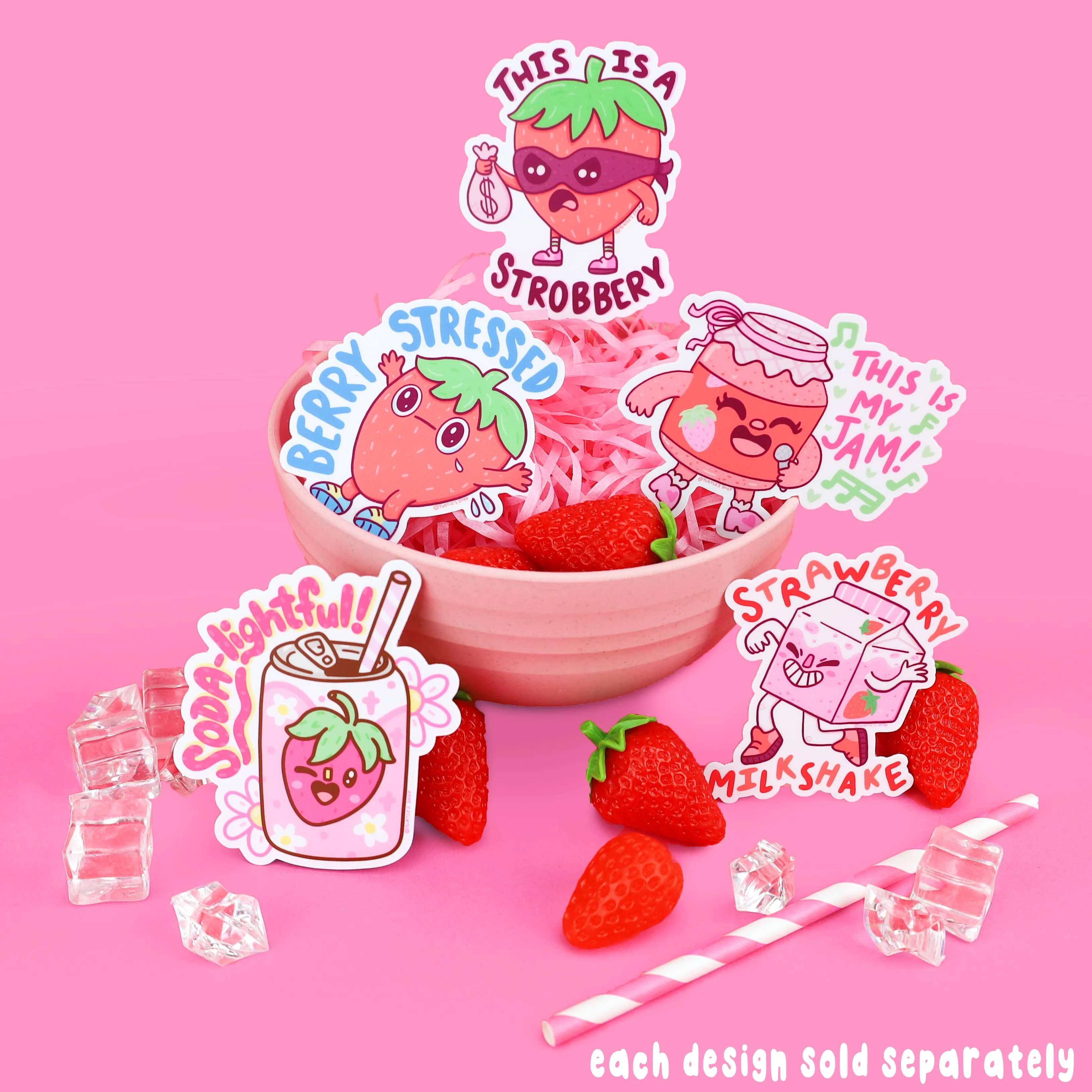 This is a Strobbery Strawberry Robber Fruit Vinyl Sticker - Image 2