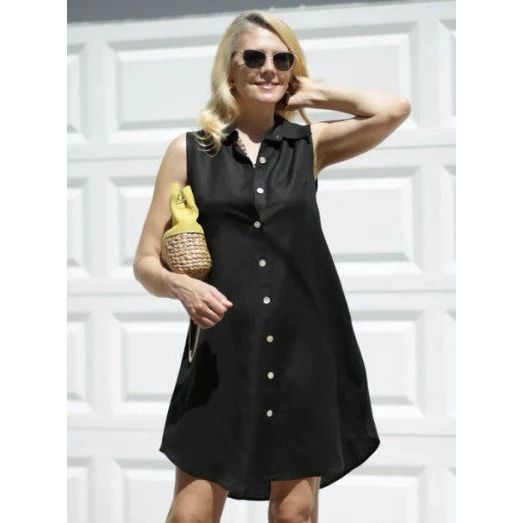 Toofan Linen Sleeveless Back Button Dress (4 Colors) - Image 2