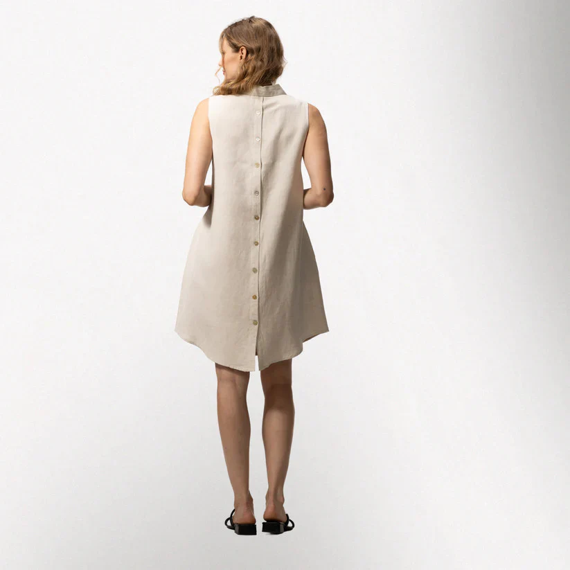 Toofan Linen Sleeveless Back Button Dress (4 Colors) - Image 4