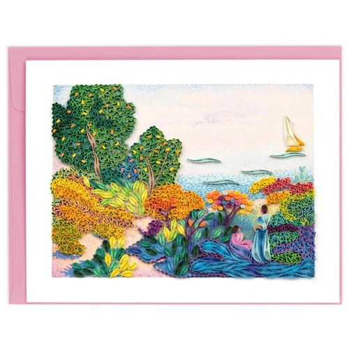 Quilling Card Two Women by the Shore, Mediterranean (AS0002) - Image 4