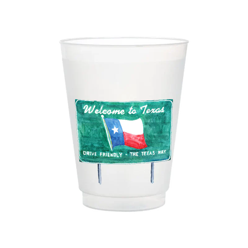 Taylor Paladino Welcome To Texas  Frosted Plastic drink Cups | Set of 6 - Image 2