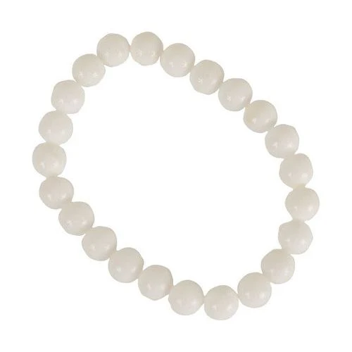 White Jade Stretch Bead Bracelet - Image 2