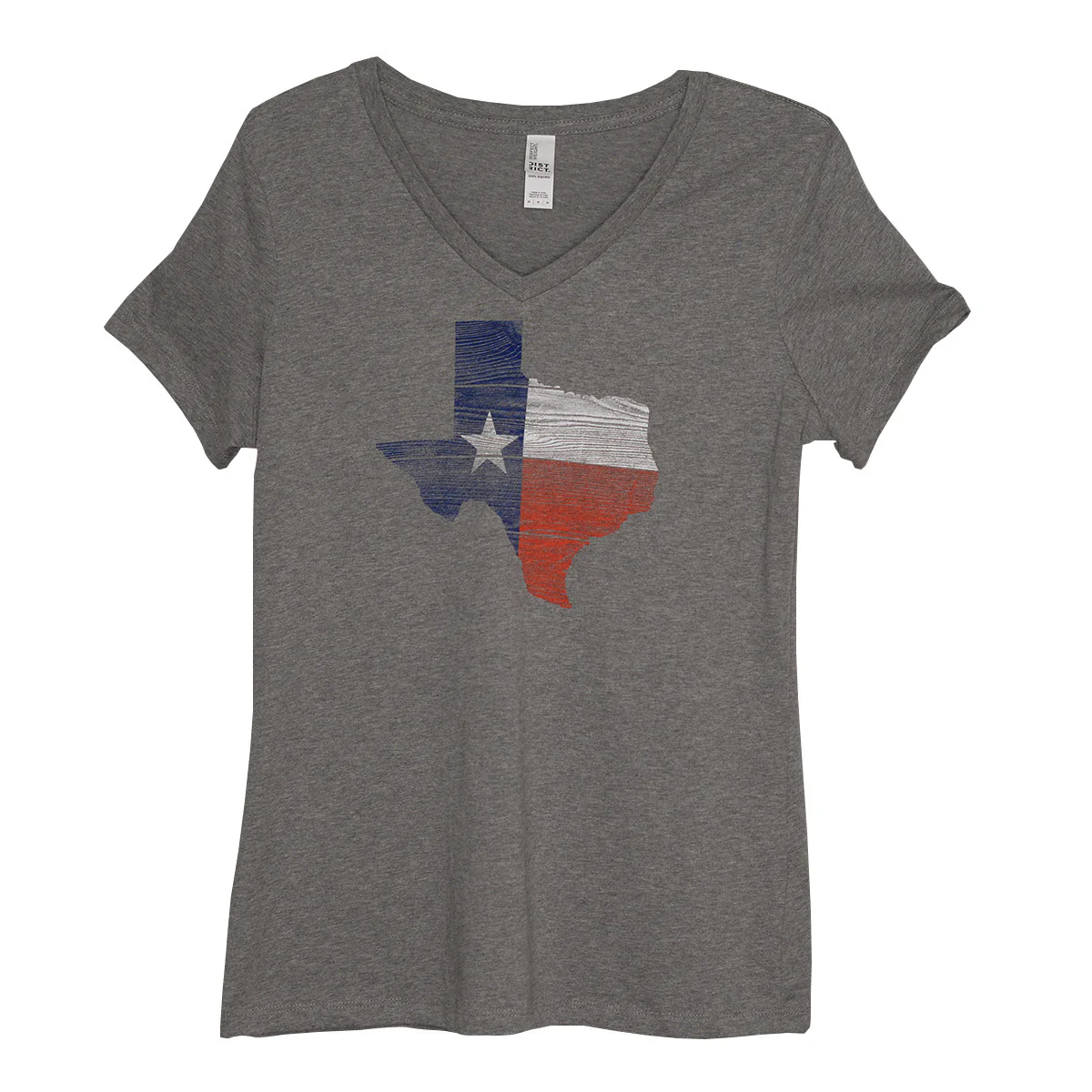Outhouse Ladies Woodgrain Texas Shape V-Neck Tee (NICKLE)