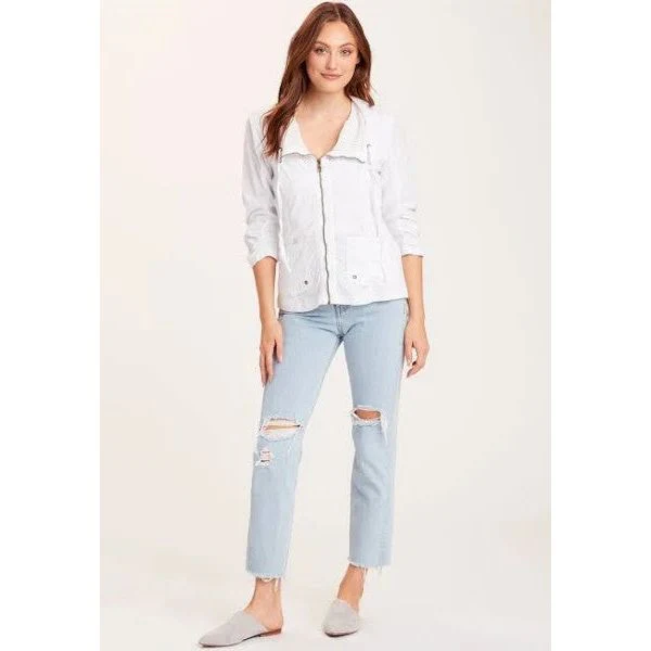 XCVI Fjord Poplin Zip Front Pocket White Jacket - Image 2