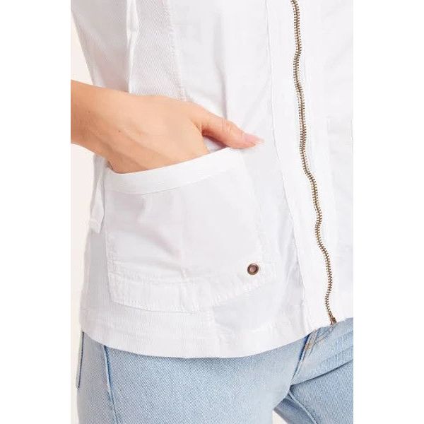 XCVI Fjord Poplin Zip Front Pocket White Jacket - Image 3